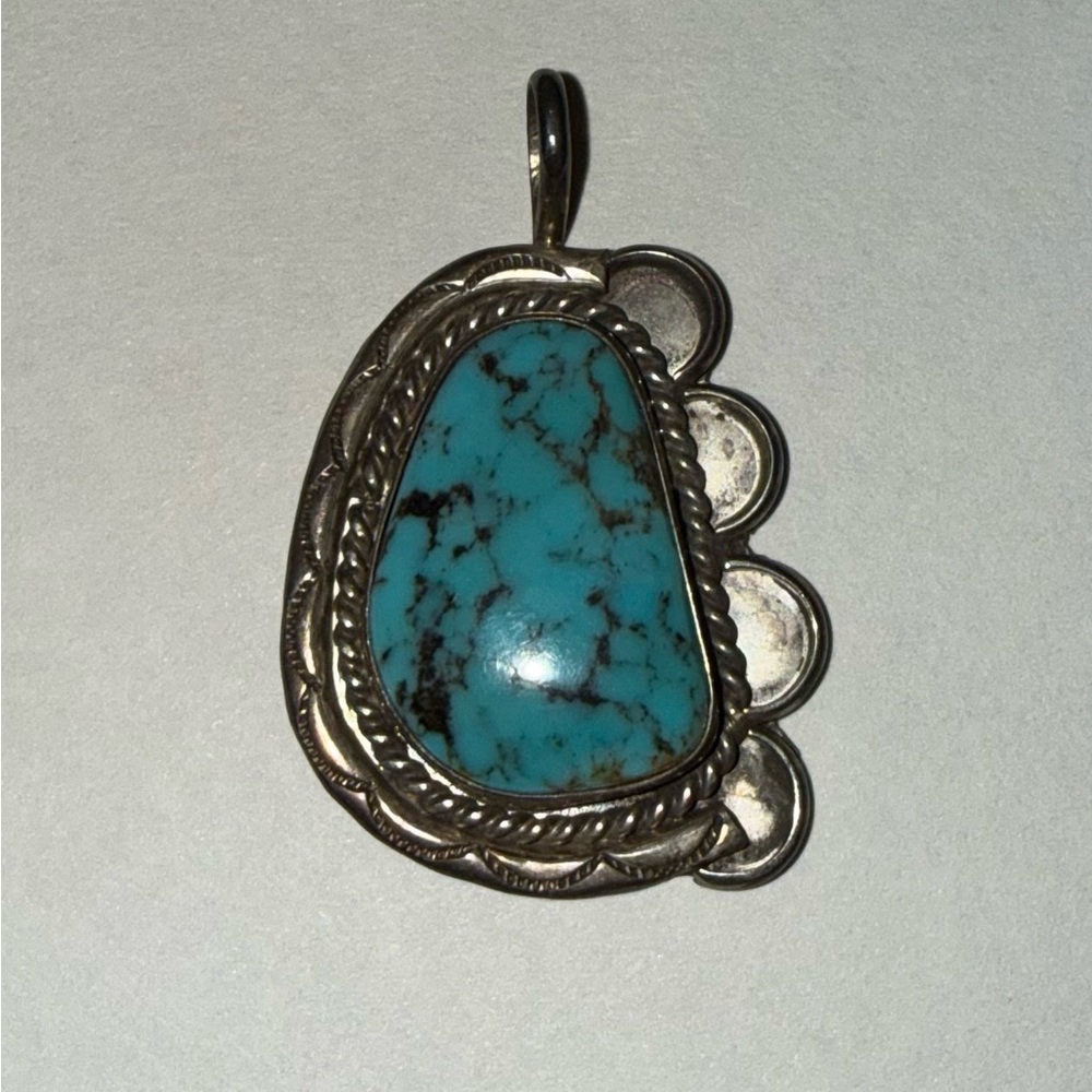 Turquoise Silver Accent Pendant - Blue Stone Women’s Jewelry